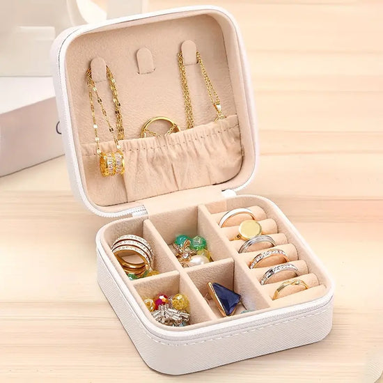 White Square Jewelry Storage Box, Mini Jewelry Organizer