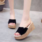 Slip On Comfort Wedge Heel Sandals Black ( on Clearance )