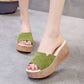 Green Slip On Comfort Wedge Heel Sandals ( on Clearance )