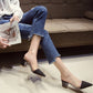 Black Square Heel Slippers, Pointy Toe Summer Shoes ( on Clearance )