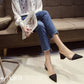 Black Square Heel Slippers, Pointy Toe Summer Shoes ( on Clearance )