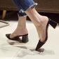 Black Square Heel Slippers, Pointy Toe Summer Shoes ( on Clearance )