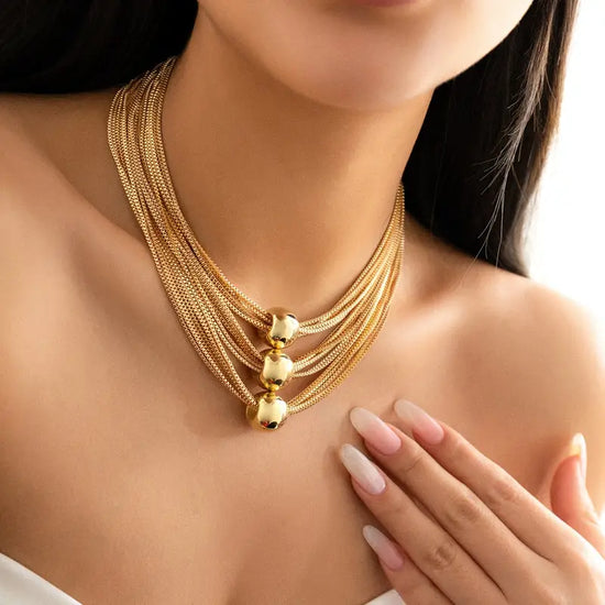 Exaggerated Multi-layer Chain Necklace Stackable Punk Style Neck Jewelry