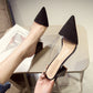 Black Square Heel Slippers, Pointy Toe Summer Shoes ( on Clearance )