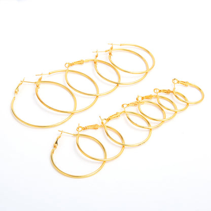 6 pairs of large and small hoop earrings set