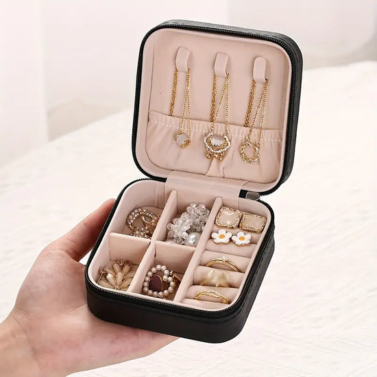 Black Square Jewelry Storage Box, Mini Jewelry Organizer