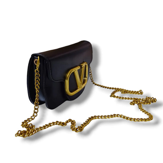 V Leather Belt Sling Small Bag