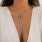 Silver Long Bone Chain Necklace Cool Design Chain Tassel