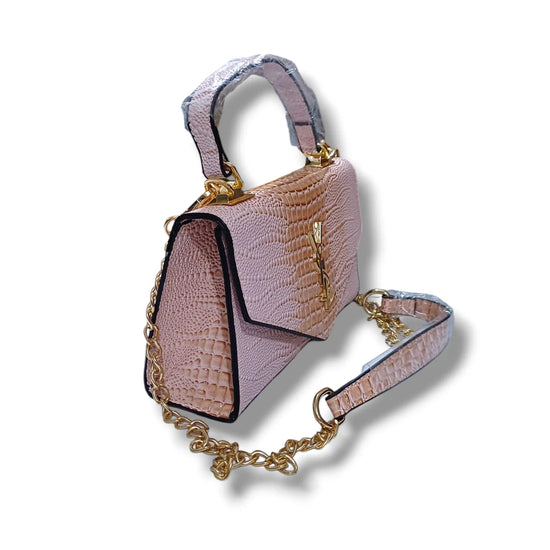 Silver Metallic Leather Handbag / Sling Bag