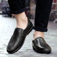 Mens Black Casual Leather Fashion Slip-on Loafers