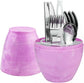 24pcs Set Table Fork Set Stainless Steel Cutlery Storage Box Gift Box, Purple