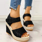 Black Wedge Sandals, Peep Toe Slingback Heels, Non Slip Sandals