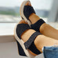 Black Wedge Sandals, Peep Toe Slingback Heels, Non Slip Sandals