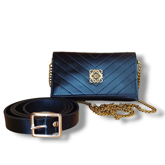 Leather Sling Belt Bag Black