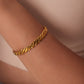 Cuff Bangle Stainless Steel 18k Gold Plated Wheat Shaped