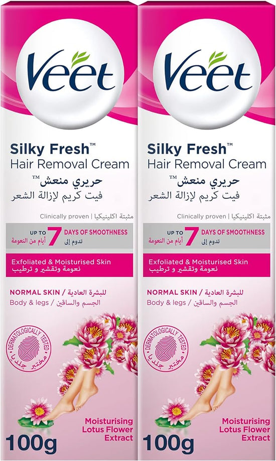 Veet Silky Fresh Hair Removal Cream Body & Legs for Normal Skin, Pack of 2