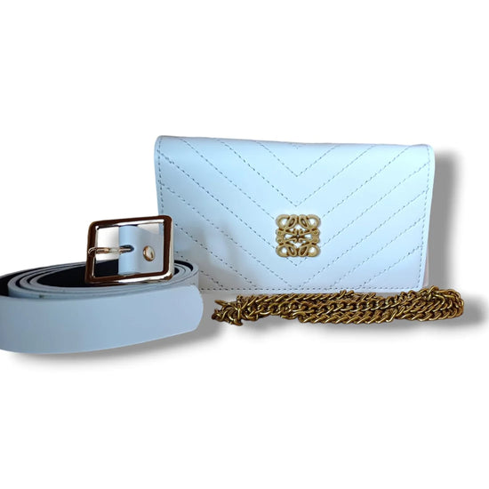 Leather Sling Belt Bag White