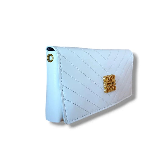 Leather Sling Belt Bag White