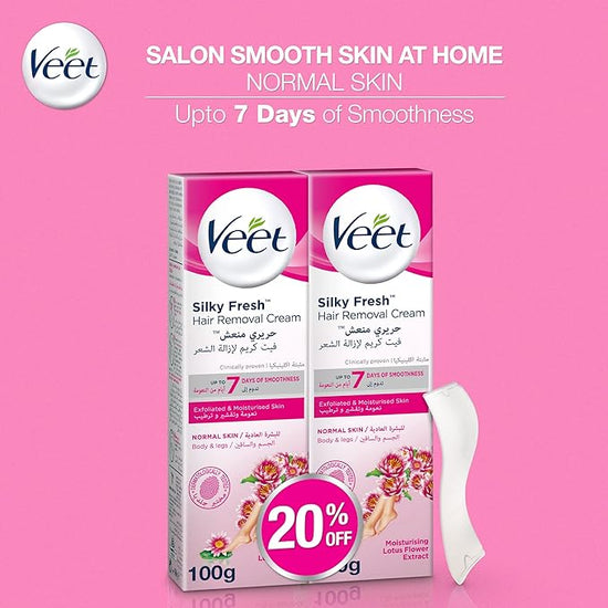 Veet Silky Fresh Hair Removal Cream Body & Legs for Normal Skin, Pack of 2