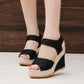 Black Wedge Sandals, Peep Toe Slingback Heels, Non Slip Sandals