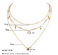 Gold Multi-Layered Five-Pointed Star Water Drop Pendant Retro Necklace Clavicle Chain