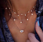 Evil Eye and Stars Rhinestone Boho Layered Necklace