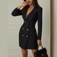 Blazer Dress Double Breasted Button Front Military Style