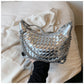 Woven Totes Hobos Shoulder Crossbody Bag Silver