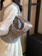 Grey Metallic Woven Totes Hobos Shoulder Crossbody Bag