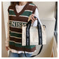 Chic Canvas Letter Print Crossbody Bag