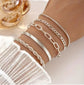 Multi Layers Hand Chain Bracelet Set of 6Pcs