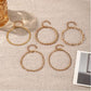 Multi Layers Hand Chain Bracelet Set of 6Pcs Golden Color