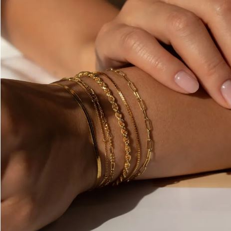 Multi Layers Hand Chain Bracelet Set of 6Pcs Golden Color