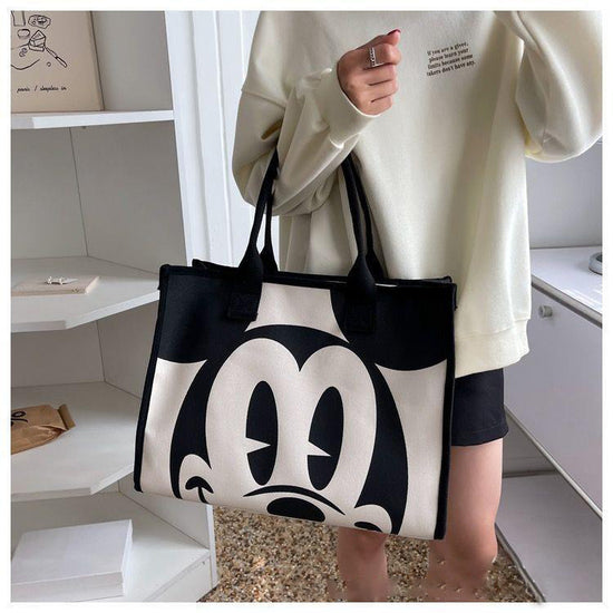 Disney Mickey Mouse Canvas Tote Bag with Zipper Closure for Women