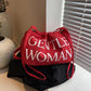 Red GW Bucket Bag Trendy Fashion