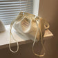 White Large Capacity Bucket Bag Trendy Fashion