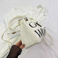 White Large Capacity Bucket Bag Trendy Fashion