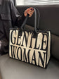 GW Canvas Tote Bag with Zipper Closure for Women