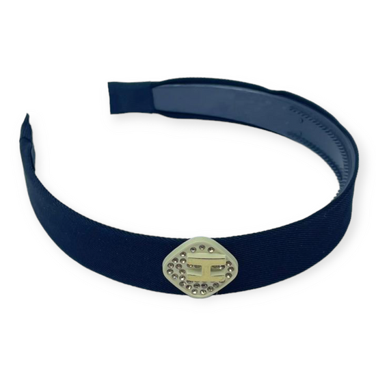 Zircon H Navy Blue Color Headband, Knotted Headband