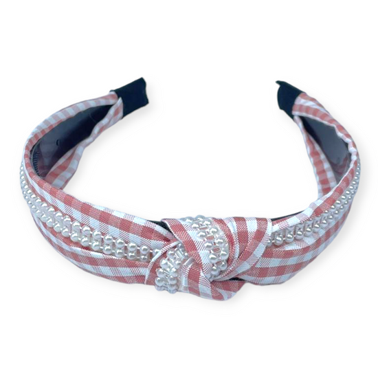Baby Pearl Pink White turban knot headband