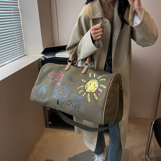 Travel bag bagong cartoon print fashion canvas shoulder crossbody bag