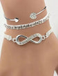 3PCS Rhinestone Heart & Infinity Bracelets Set