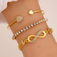 3PCS Rhinestone Heart & Infinity Bracelets Set