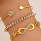 3PCS Rhinestone Heart & Infinity Bracelets Set