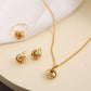 3pcs Ear Studs + Necklace + Ring Boho Style Jewelry Set