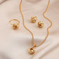 3pcs Ear Studs + Necklace + Ring Boho Style Jewelry Set