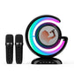 Portable YS-110 Karaoke Dual Microphone LED Light Wireless Bluetooth Speaker- Black color