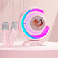 Portable YS-110 Karaoke Dual Microphone LED Light Wireless Bluetooth Speaker- Pink color