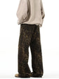 Unisex Leopard Print Wide-Leg Denim Pants