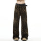 Unisex Leopard Print Wide-Leg Denim Pants